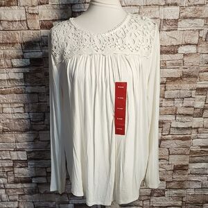Philosophy Brand New Elegant Lace Detail White Top